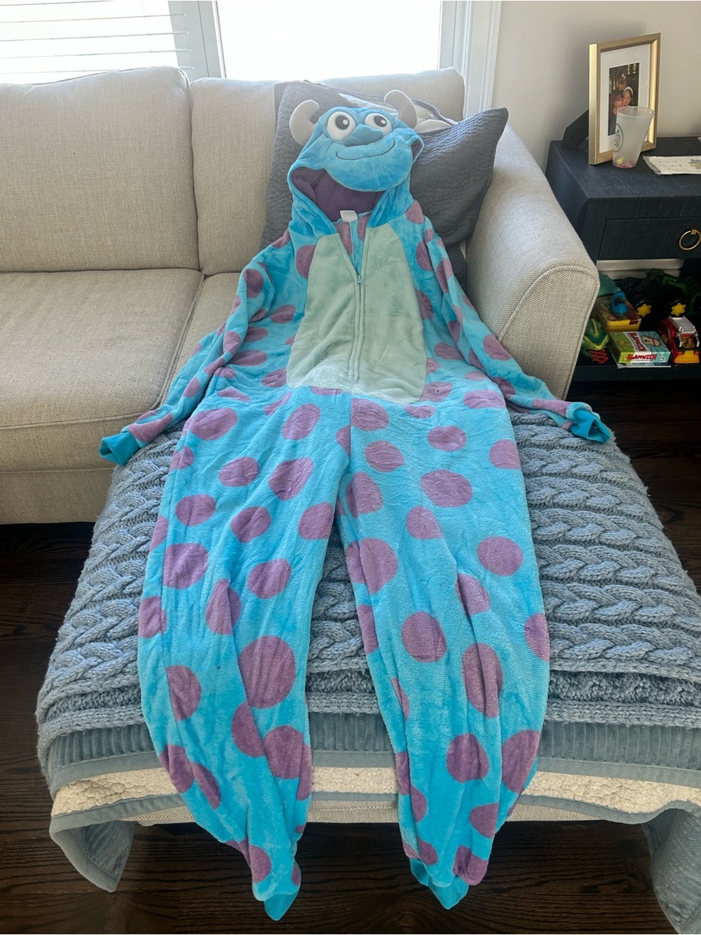 Unbranded Men’s Blue & Purple Sulley-Style Hooded Pajama Onesie